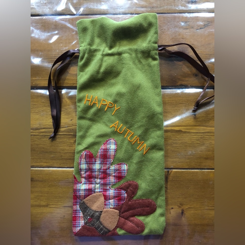 Fall Fabric Wine Bottle Cover “Green”